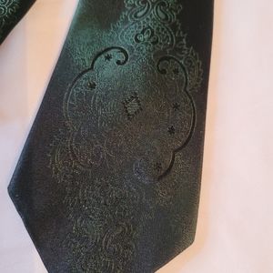 Vtg Justers Minneapolis Green Paisey Men's Slim Necktie 54" 100% Silk